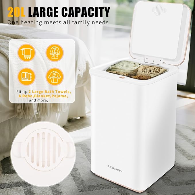 Large Towel Warmer Bucket, 20L Electric Hot Towel Warmer for Bathroom, Spa, Salon, Luxury Freestanding Towel Heater with Timer, Delay Start & 3 Temp Settings
