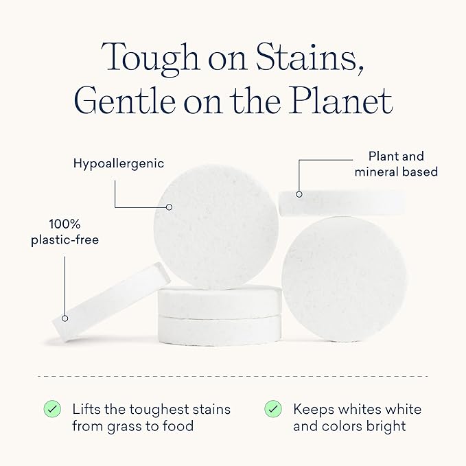 BLUELAND Laundry Essentials Refills | Laundry Detergent Tablets 120 Counts | Oxi Laundry Booster Powder Refill 2 Pack | Plastic-Free & Eco Friendly Oxy Cleaner - Plant Based Stain Remover