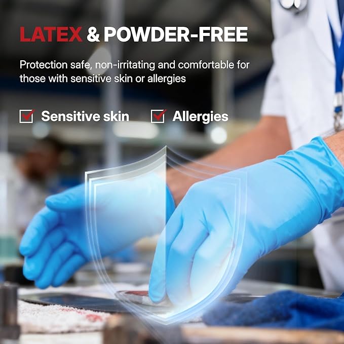 NORTHSKY Olympia Disposable Nitrile Gloves, 6 mil, Mechanic Disposable Gloves Powder and Latex Free, Manufacturing, Blue