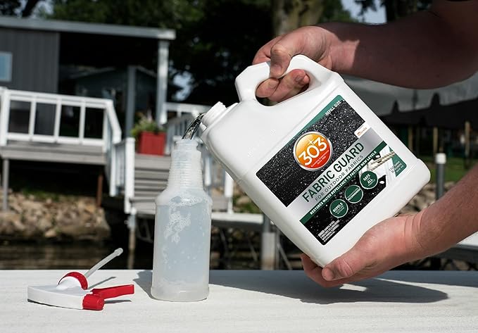 303 Products Marine Fabric Guard, Water Repellent Fabric Protector for Boat Covers, Canvas & Marine Fabrics – Restores Water & Stain Resistance, Safe for All Fabrics, 1 Gallon