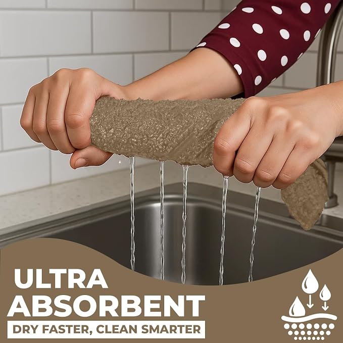 DAN RIVER Premium Tan Kitchen Towels - [Pack of 6] 100% Cotton (16x 26 Inches) -Super Soft, Highly Absorbent Hand Towels, Quick Dry, Dish Towels, Tea and Bar Towels Set