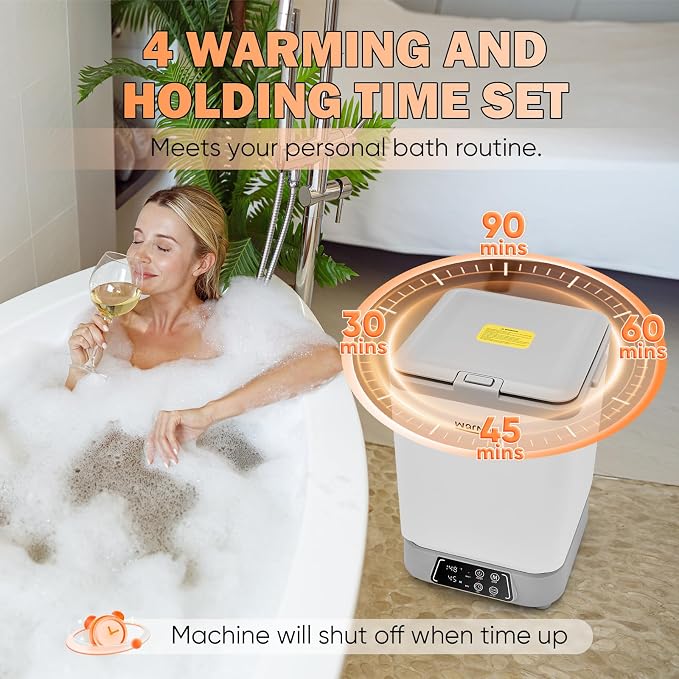 30L Towel Warmer,Large Luxury Towel Warmers, Hot Towel Warmer with Dryer, Adjustable Heating Time Setting, Fragrance Disc,12h Delay Time,Towel Warmers for Bathroom,Spa Home (White-Grey)