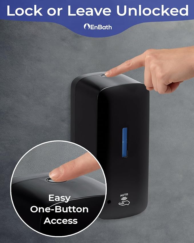 Automatic Soap Dispenser (2-Pack) with Extra Large 40 oz. Capacity (Liquid/Gel) - Wall Mounted Hand Soap or Touchless Hand Sanitizer Unit for Commercial or Home Bathrooms - ADA Compliant (Black)