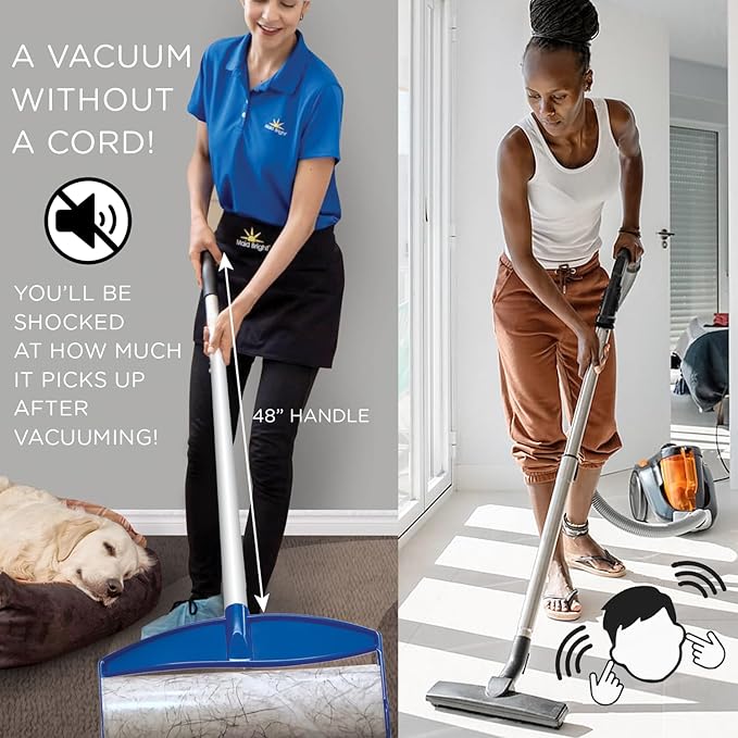 LOLA Rola PET Hair Remover Sticky Mop, Giant Floor Lint Roller, 9" x 3.5", Aluminum Handle, Largest Head, Traps Hair, Dust, Dirt, Extra Sticky Sheets