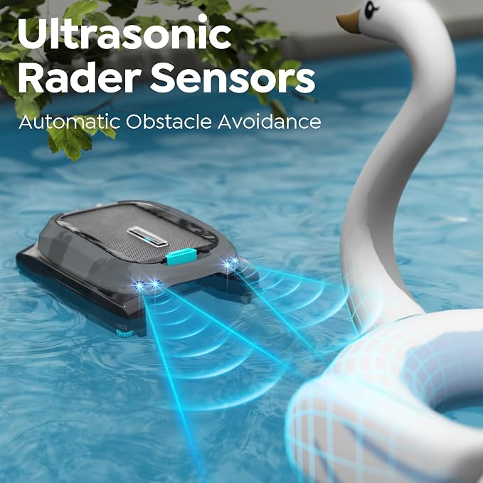 (2026 New) TALOSBO Pleco SK01 Solar Powered Robotic Pool Surface Skimmer with APP Support, Obstacle Avoidance, 7L Filter Basket, Dual Charging Modes for 24/7 Cleaning Deep Grey
