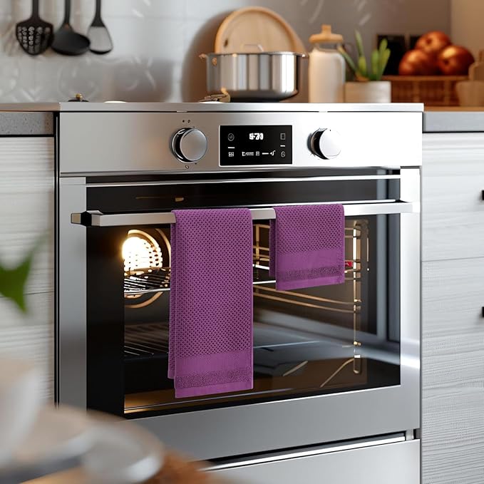 Homaxy Kitchen Towels and Dishcloths Set, 12 x 12 and 13 x 28 Inches, Set of 12 100% Cotton Waffle Weave Kitchen Towels, Super Soft and Absorbent Dish Cloths, Purple