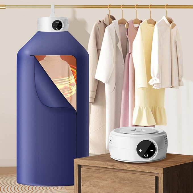 Uten Portable Clothes Dryer, Lightweight Mini Dryer for Quick Drying Clothes in Apartments, RVs, Hotels & Travel, Dark Blue
