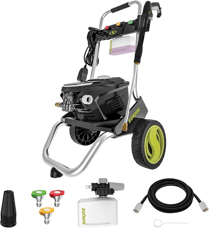 Sun Joe Electric Pressure Washer, 1.1 GPM with Foam Cannon, Turbo Nozzle, 25 Ft Hose, 35 Ft Cord, 13-Amp Power Cleaner for Outdoor Surfaces SPX7000-MAX