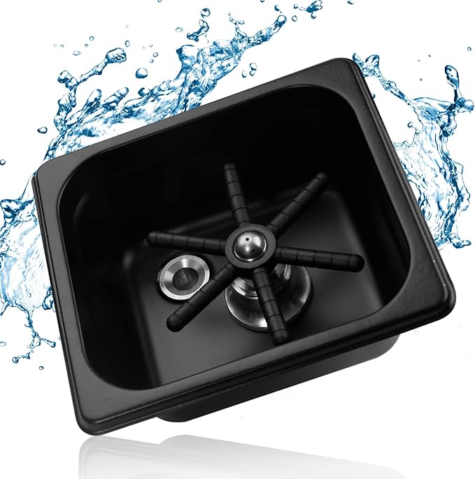 YBB Cup Washing Machine Rinser Pitcher, Black Glass Cleaning Rinser for Bar Cafe Pan Dimensions Rinser (6.9" x 6.4" x 2.6")