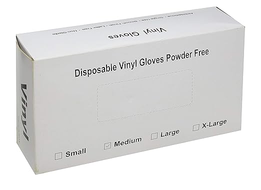 Powder Free, Latex Free, Disposable Vinyl Gloves, Size Extra Large, 10 Packs of 100 Gloves (1,000 gloves)
