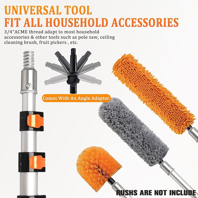 28FT Reach Telescopic Extension Pole, 5-20FT Multi-Purpose Extendable Pole with Universal Twist-on Metal Tip, Lightweight Sturdy Aluminum Paint Roller Extension Pole for Dusting Painting Cleaning