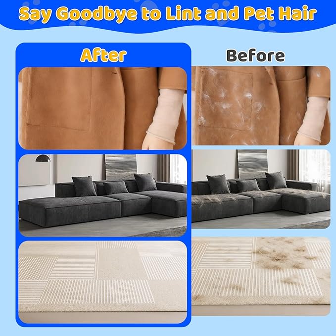 Upgraded Reusable Electrostatic Pet Hair Remover Glove, Magic Grooming Glove for Dogs & Cats, Gentle Fur Removal Brush for Furniture, Couch, Carpet, Clothing, Bed and Car Seat(1PC)