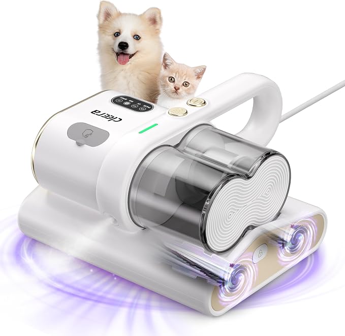 Mattress Vacuum Cleaner, 16KPa Suction, 14000RPM Tapping, 253.7nm UV-C Dual Optical Sensors, 400W Bed & Couch Vacuum, Dual Brushroll, Smart Dust Sensor, HEPA Filtration for Sofa Crib Carpet