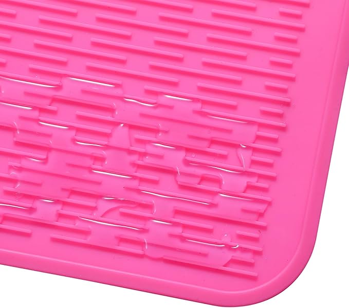 MicoYang Silicone Dish Drying Mat for Multiple Usage,Easy clean,Eco-friendly,Heat-resistant Silicone Mat for Kitchen Counter or Sink,Refrigerator or Drawer Liner Rose 2XL 24 inches x 18 inches