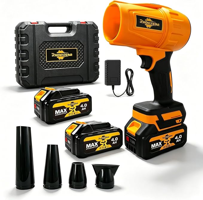 Leaf Blower 1000G, 20V Electric Leaf Blower with Powerful Airflow, for Patio Cleaning, Garage Duster & Car Dryer, with 2X 4Ah Batteries