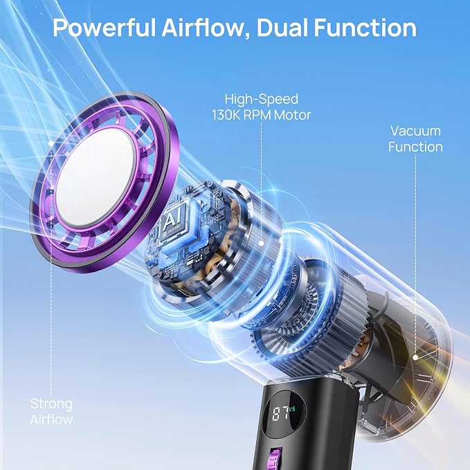 Antarctic Star Rechargeable Personal Cooling Fan with Instant Chill Function, 100-Speed Stepless Adjustment and LED Screen for Travel & Office