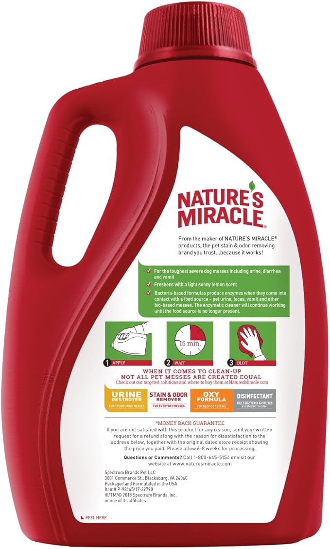 Nature's Miracle Advanced Dog Stain Remover and Odor Eliminator (128 oz) and Advanced Stain & Odor Eliminator for Severe Dog Messes (32 oz)
