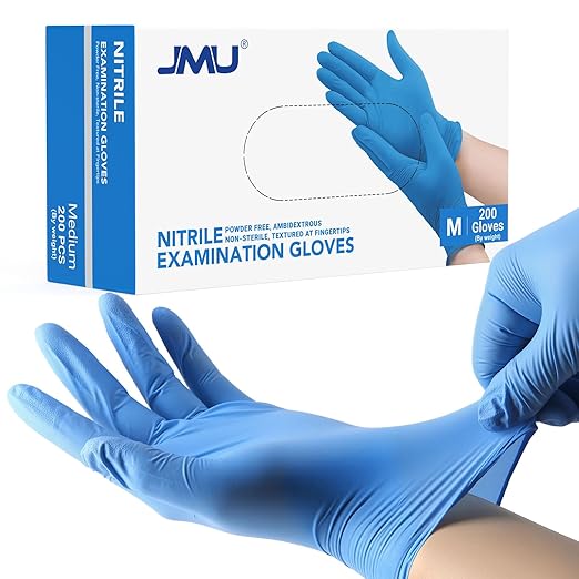 JMU Nitrile Gloves Medium 1200 Count, 3.5Mil, Latex Free Powder Free Medical Disposable Gloves, Blue