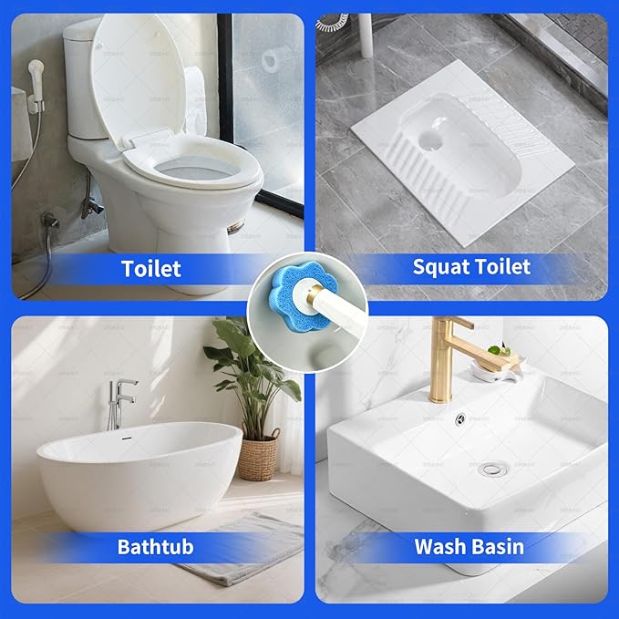Disposable Toilet Brush Cleaning Kit with 48 Refill Heads, Holder & Storage Caddy, Wall-Mounted Toilet Bowl Wand Scrubber for Bathroom (Disposable Toilet Brush)