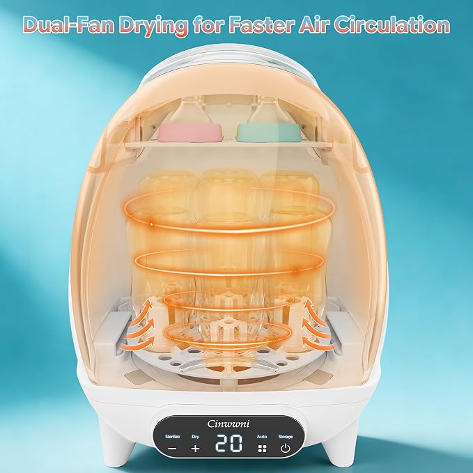 Bottle Sterilizer and Dryer, 4 in 1 Compact Steam Baby Bottle Sterilizer for Baby Bottles, Pacifiers, and Pump Parts & Newborn, Large Capacity 7 Bottles, Time-Saving Design
