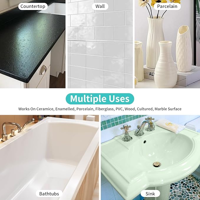 Tub and Tile Refinishing Kit 35oz, Low Odor Countertop Paint, Shower Sink Paint for Bathroom Kitchen, 50-55sq.ft Semi-Gloss Bella Pink