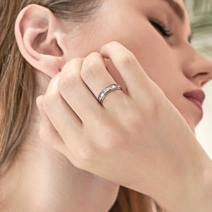Ladytree Spinner Fidget Anxiety Ring,925 Sterling Silver Stress Relief Worry Ring,Platinum Plated ADHD Autism Jewelry,Birthday Mom Gift for Women