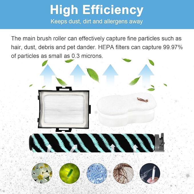 8Pcs HZ4002 Replacement Filter Compatible with Shark HZ4000 HZ4002 Corded Stick Vacuum Cleaner, 2 HEPA Filters, 4 Foam & Felt Filters, 1 Roller Brush, 1 Cleaning Brush