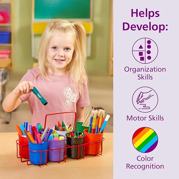 Colorations Marker Caddy & Stand, Art Supplies, Wire Marker Organizer, Portable Organzier, Holds Crayons, Pencils, Paint Brushes, Collage Items, Scrapbook Supplies, Art Caddy