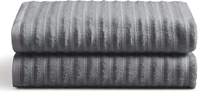 Cosy House Collection Luxury Rayon Derived from Bamboo Blend 2-Pack Towel Set - Ultra Soft, Absorbent and Quick Drying - Plush Cotton Hotel Spa Quality - 27" x 54" (Bath Towel, Grey)
