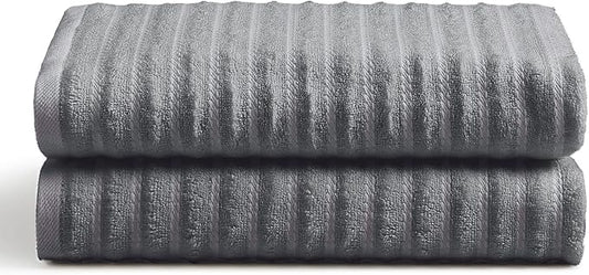 Cosy House Collection Luxury Rayon Derived from Bamboo Blend 2-Pack Towel Set - Ultra Soft, Absorbent and Quick Drying - Plush Cotton Hotel Spa Quality - 27" x 54" (Bath Towel, Grey)