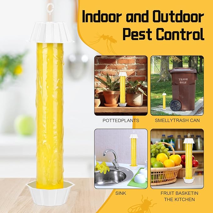 6 Pcs Fly Traps for Indoor Outdoor Hanging Fruit Fly Stick Trap Sticky Mosquito for Home Insect 10 x 2.5 Inches (Classic,Yellow and White)