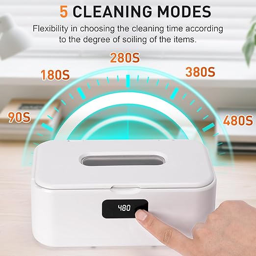 snawowo Ultrasonic Jewelry Cleaner Machine- 28oz/800ml 49KHz Professional Retainer Cleaner |5 Timers LED Display |304 Stainless Steel Tank for Jewelry, Dentures, Retainers, Glasses, Rings, Watch Strap