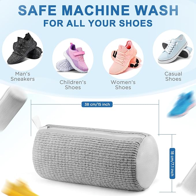 Aship Shoe Washing Machine Bag, Laundry Shoes Bag for Washer & Dryer - Reusable Shoe Cleaning Bag for Sneakers,Tennis Shoes, 360° Deep Cleaning With Self-locking Zipper for All Shoes Sizes - Gray,1PC