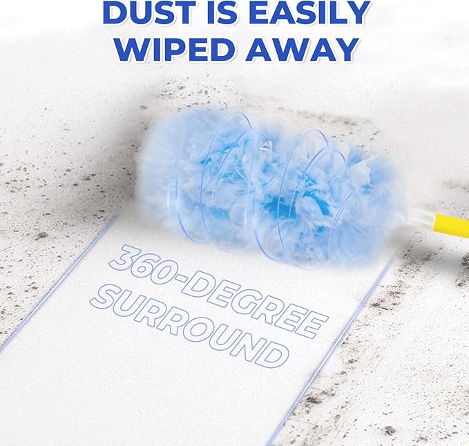 20 Count Duster Refills with Handle,Compatible with Swiffer Dusters Handle,Extra Fluffy & Thick for Superior Dust Lock,Unscented Disposable Dusters for Cleaning