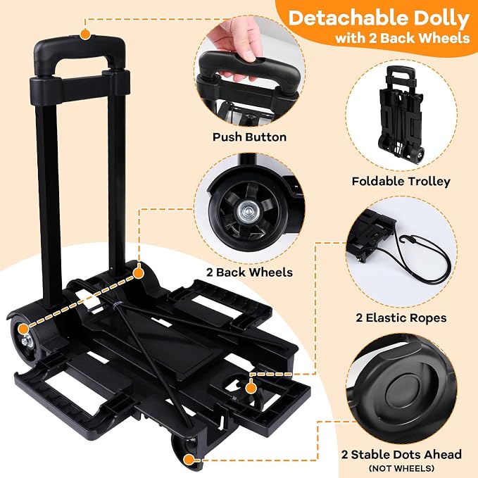 COVKEV Rolling Cleaning Caddy with Wheels& Built-in Board, Extra Large Cleaning Caddy Bag with Detachable Trolley, Water Resistant Lining Cleaning Supplies Organizer on Wheels for Housekeepers (Black)