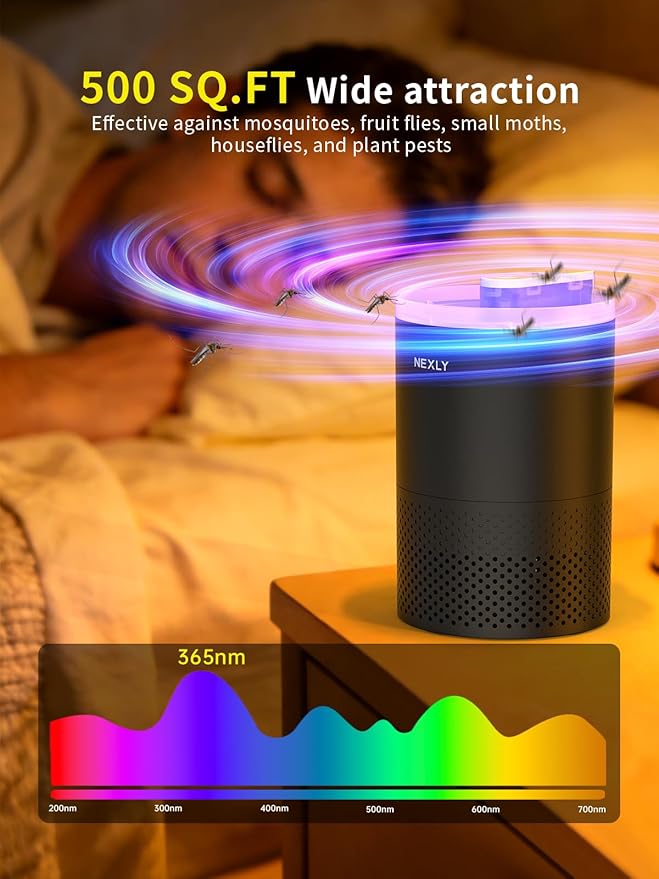 NEXLY MK029 Bug Zapper Trap Indoor in Home Mosquito Zapper Mosquito Killer Fruit Fly Traps Flying Insects Zappers Gnats House Energy Conservation UVA Zapper for Bedroom Livingroom Kitchen Basement