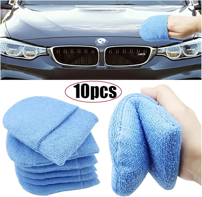 1/10pcs Car Wax Applicator Mitts Microfiber Waxing Polish Pad Sponge Auto Soft Wax Polishing Foam Applicator Car Cleaning Mitts(1pc Blue)