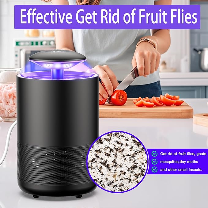 Fly Trap Indoor Mosquito Flying Insect Trap Automatic Electric Fly Catcher Fan Powered Gnat Catcher with 3 Sticky Boards, for Kitchen, Living Room, Dining Room, Yard, Picnic or Camping (Small)