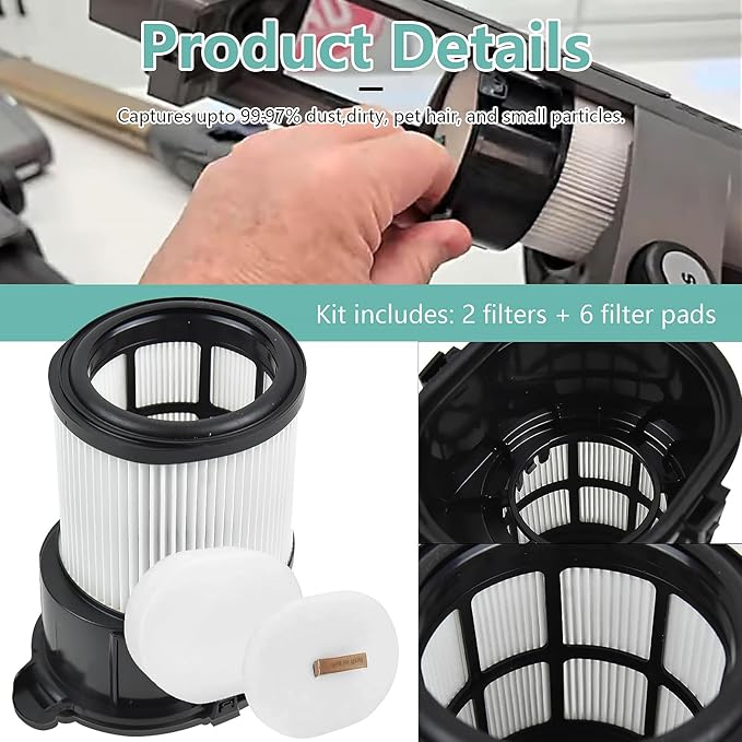 Replacement Accessories Compatible with Shark IP3251 IP3253 Cordless Vacuum Cleaner (1 roller brush + 2 filters + 6 filter pads + 2 Auto-Empty System filters + 4 Auto-Empty System filter pads)