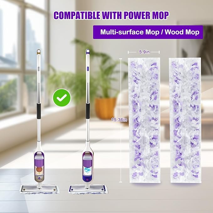 Power Mop Pads Refills for Swiffer PowerMop Multi-Surface Mopping Pad Disposable Replacement Mop Refill Pads Compatible with Swiffer PowerMop (80)