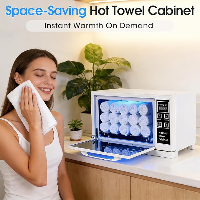 Hot Towel Warmer for Facials, 5.5L Compact Towel Warmers Spa with Digital Screen & Adjustable Time, Multi-Functional Hot Towel Cabinet for Salon, Esthetician and Home
