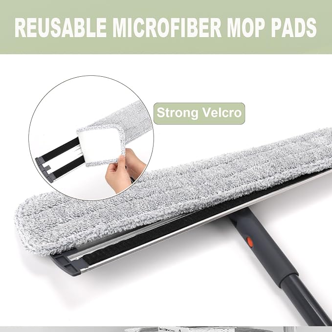 18" Microfiber Wet Mops Commercial mop Heavy Duty Flat with 4 Washable Pads | Static charged to attract hair,Deep Cleaning,Machine Washable,Versatile for All Floor Types,Pet-Friendly,Easy to Attach