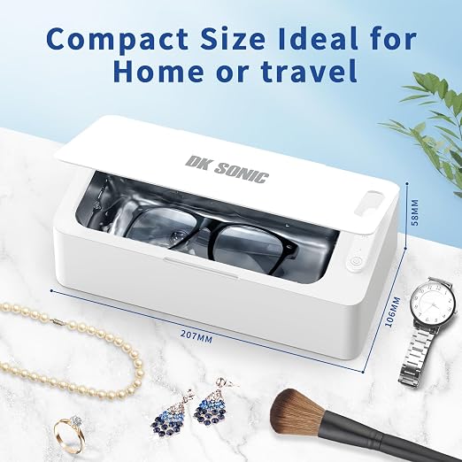 DK SONIC 450ML Ultrasonic Cleaner,24W Household Ultrasonic Jewelry Cleaner with 3 Times Modes and One-Touch Operation for Cleaning Jewelry,Eyeglasses,Coins