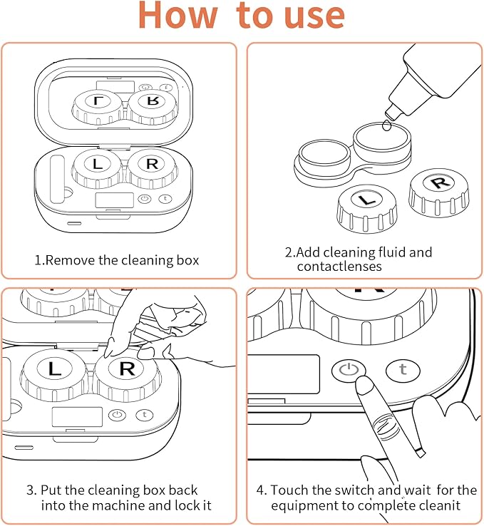 Portable Ultrasonic Contact Lens Cleaner with USB Charger - Fit Disposable Soft, Colored & RGP Lenses - Travel & Home (White)
