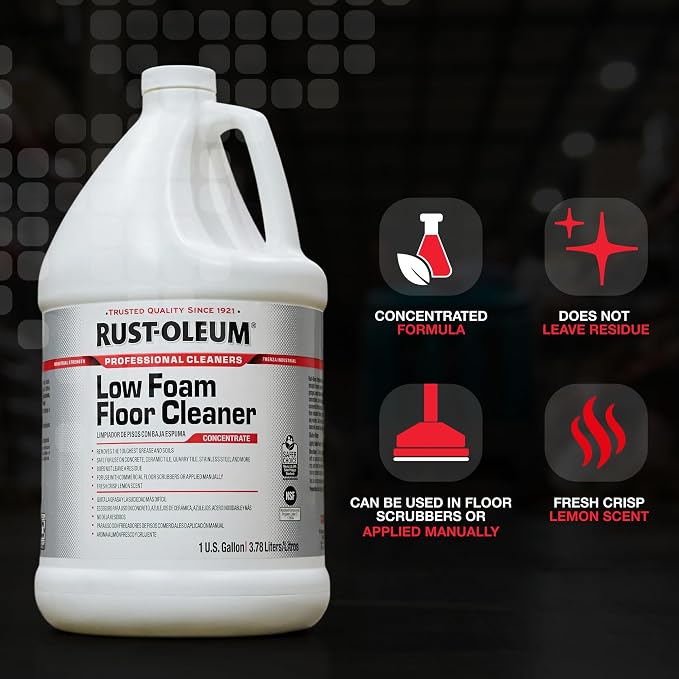 Rust-Oleum Professional Cleaners Low Foam Floor Cleaner | 1 Gallon (128 oz) | Professional Strength Concentrate | Lemon Scent | 4 Pack