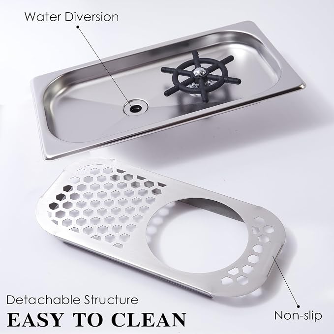 Commercial Stainless Steel Automatic Pitcher Rinser Cup Washer Perfect for Coffee Shops, Bars, and Beverage Venues (Silver)