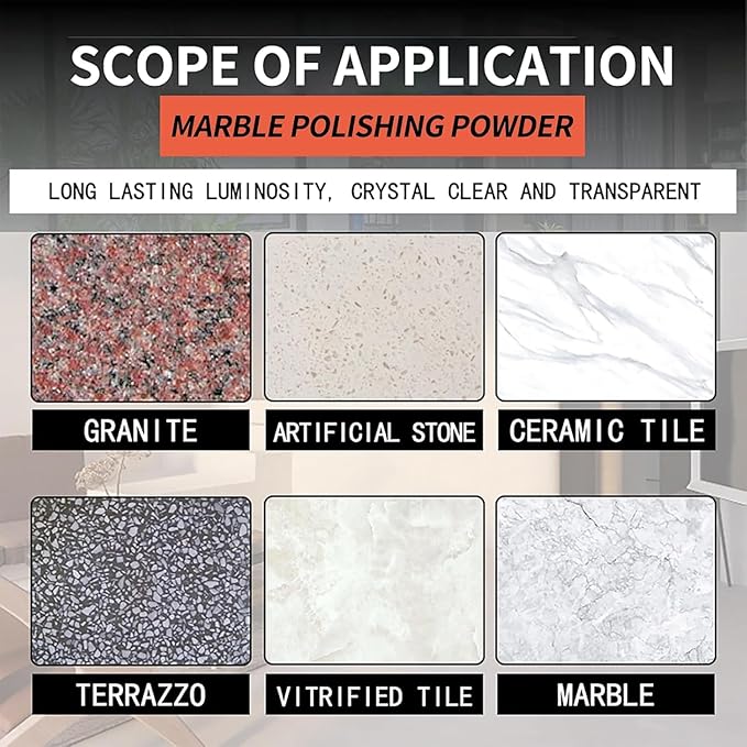 Marble Polishing Powder - Suitable for All Kinds of Stone, Countertops, Floors Polishing - Marble Polishing Treatment for Restoring Shine (2.2 lb) (1Pce)