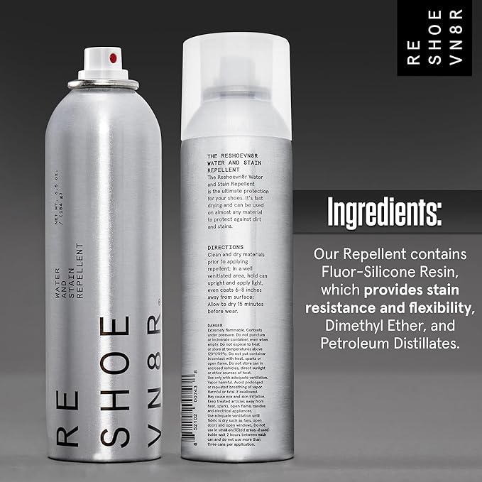 RESHOEVN8R Shoe Protector Spray - Rain and Stain - (6.5oz) - Waterproof Spray for Shoes, Quick-Drying, No Chemicals, Sneakers, Suede, Canvas, Light Leather, White Shoe - Long Lasting Protector