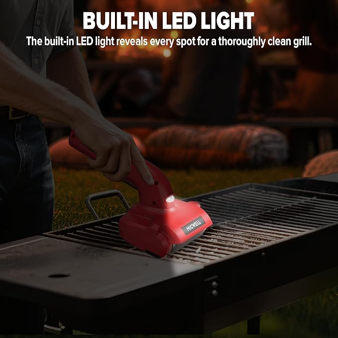 Electric Grill Brush and Ice Scraper Brush, BBQ Grill Brush for Outdoor Grill with LED Light, Rechargeable Bristle Stainless Steel Grill Cleaning Brush