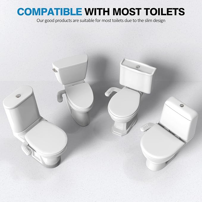 Non-Electric Bidet Attachment for Toilet, Ultra Slim Self-Cleaning Retractable Dual Nozzles for Rear & Feminine Wash, Adjustable Water Pressure,Stainless Steel Inlet
